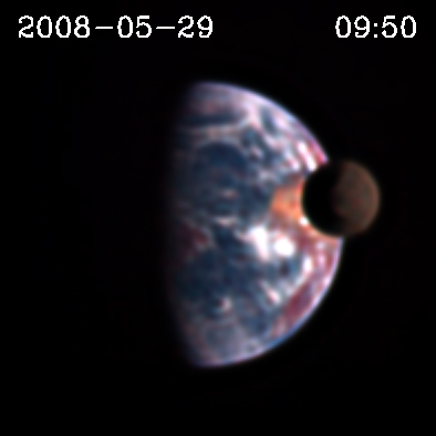 Deep Impact image of lunar transit of earth